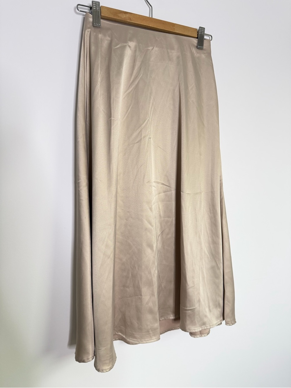 Ardene Satin Maxi Skirt in Light Cream